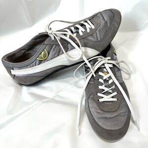 PUMA Grey Suede/Synthetic, Yellow/White Accents, Women’s Athletic Shoe, Size 9.5